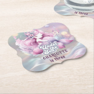 Posavasos De Papel Fiesta de cumpleaños de sirena mágica para niños