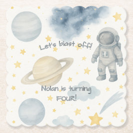 Posavasos De Papel Fiesta de cumpleaños del espacio cósmico | Cohetes