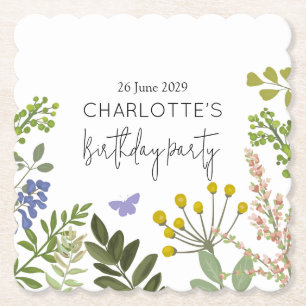 Posavasos De Papel Fiesta de cumpleaños del Evergreen Summer Garden