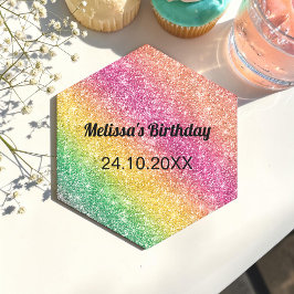 Posavasos De Papel Fiesta de Cumpleaños Destello Amarillo Rosa