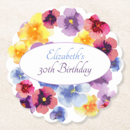 Posavasos De Papel Fiesta de Cumpleaños Floral Colorida Jardín de pic