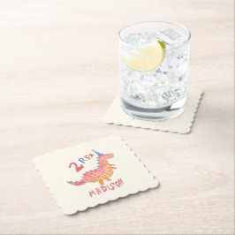 Posavasos De Papel Fiesta de cumpleaños número 2 del dinosaurio rojo