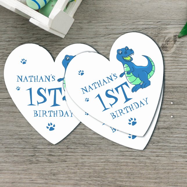 Posavasos De Papel Fiesta de cumpleaños temática de los dinosaurios d (Cute White Blue Paw Dinosaur Themed Birthday Party Paper Coaster)