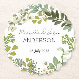 Posavasos De Papel Fiesta de la Boda Wreath del Foliage de los Jardín