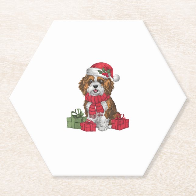 Posavasos De Papel Fiesta de Navidad Decoración Navidades de perro de (Anverso)