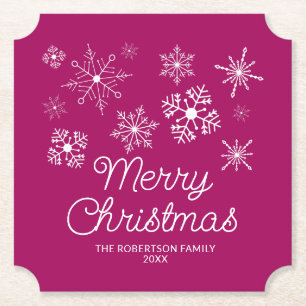 Posavasos De Papel Fiesta de Navidades de copos de nieve blancos mage