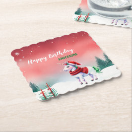 Posavasos De Papel Fiesta de nieve de cumpleaños de Santa Navidades C
