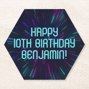 Posavasos De Papel Fiesta de Niño Neon Teal Glow