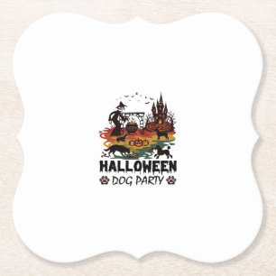 Posavasos De Papel Fiesta de Perros de Halloween Brujas Perros Calaba