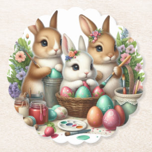 Posavasos De Papel Fiesta de pintura Cute, Conejo de Pascua/Primavera