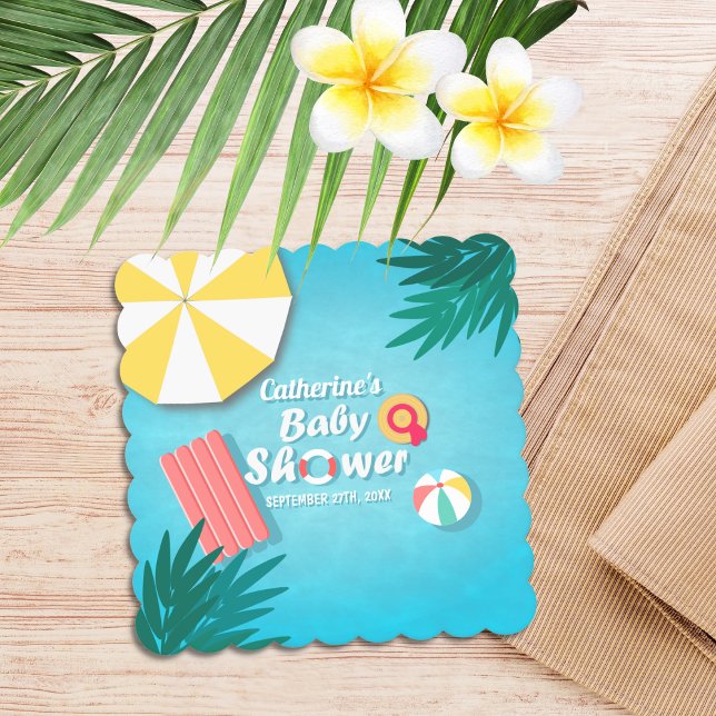 Posavasos De Papel Fiesta de piscina tropical Baby Shower verano (Subido por el creador)