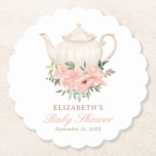 Posavasos De Papel Fiesta de té floral Baby Shower
