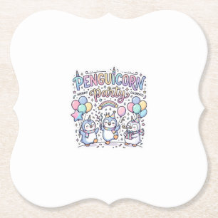 Posavasos De Papel Fiesta de Unicornio Penguicornio Vector Premium De