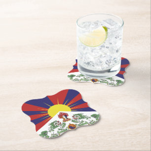 Posavasos De Papel Fiesta de viajes con bandera tibetana/Himalayas