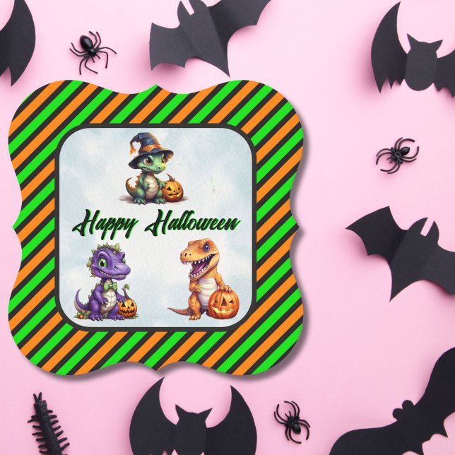 Posavasos De Papel Fiesta Dino-Mash de los dinosaurios de Halloween (Dinosaur Halloween Coasters for Drinks)