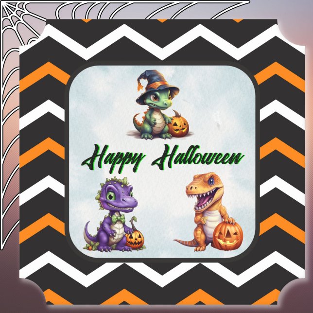Posavasos De Papel Fiesta Dino-Mash de los dinosaurios de Halloween (Happy Halloween Dino Coaster)