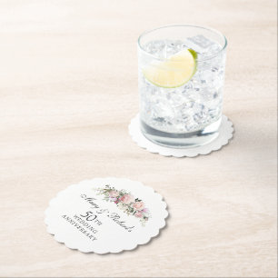 Posavasos De Papel Fiesta elegante de aniversario de bodas de 50 años