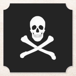 Posavasos De Papel Fiesta pirata (cráneo y cruces) (Jolly Roger)