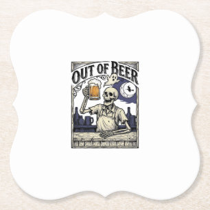 Posavasos De Papel Fiesta Vintage Cerveza Halloween Esqueleto