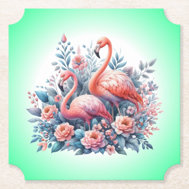 Posavasos De Papel Flamenco Rosa Sublimación (Anverso)
