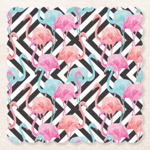 Posavasos De Papel Flamencos en el patrón de diseño negrita