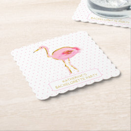 Posavasos De Papel Flamencos rosados tropicales y dorados