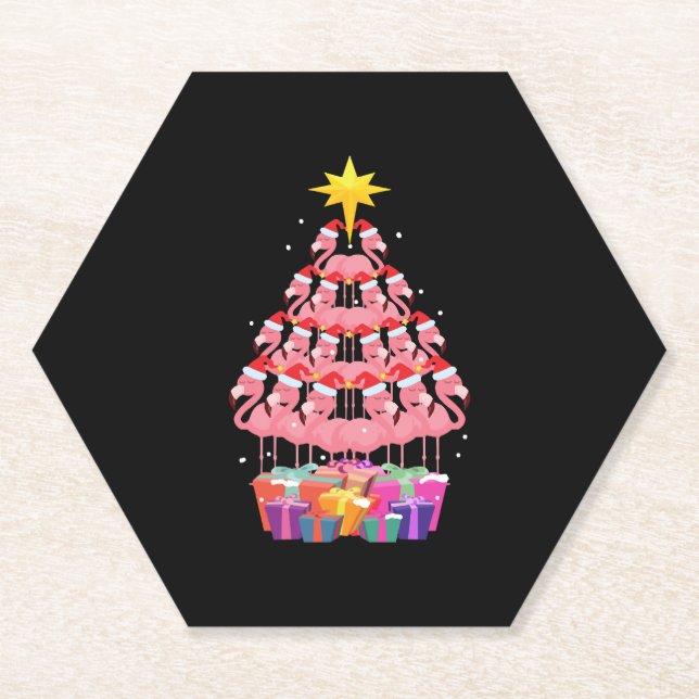 Posavasos De Papel Flamingo Feo Árbol de Navidad Gracioso regalo (Anverso)
