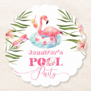 Posavasos De Papel Flamingo pool fiesta chica rosa cumpleaños