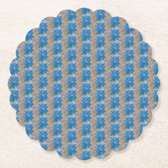 Posavasos De Papel Flor azul (Anverso)