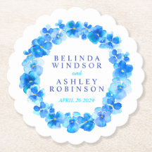 Flor azul marrón flor de flores acuarela estampado