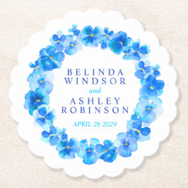 Posavasos De Papel Flor azul marrón flor de flores acuarela estampado