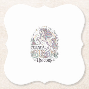 Posavasos De Papel Flor Celestial Unicornio Unicornio Tipografía Prem
