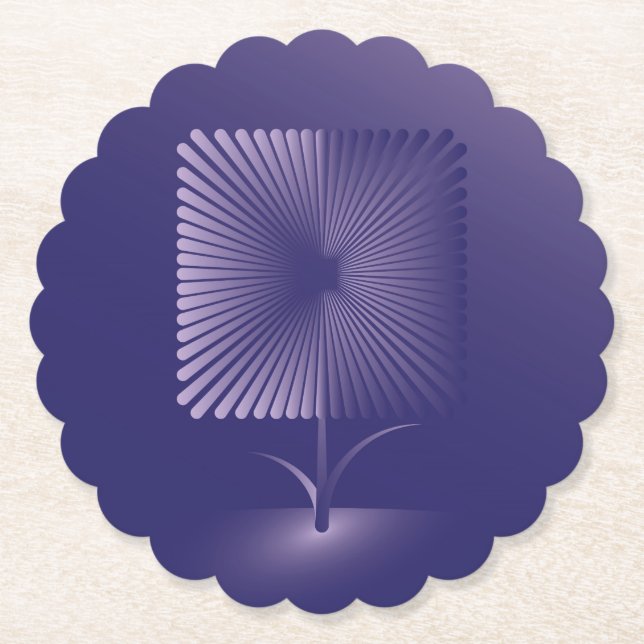 Posavasos De Papel Flor cuadrada violeta (Anverso)