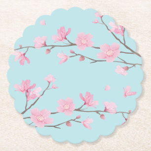 Posavasos De Papel Flor de cerezo - Azul cielo