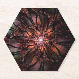 Posavasos De Papel Flor de fantasía fractal suave y delicada