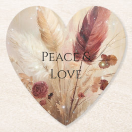 Posavasos De Papel Flor de plumas de crema roja