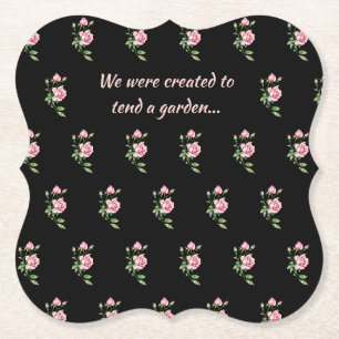 Posavasos De Papel Flor de rosa rosa cristiana cita diciendo jardín