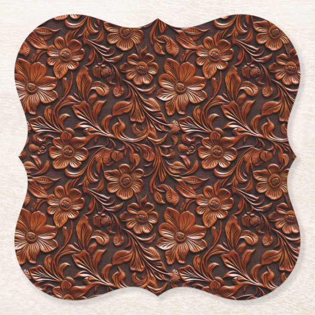 Posavasos De Papel Flor marrón de vaca occidental (Anverso)