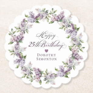 Posavasos De Papel Flor púrpura púrpura de 25 años personalizada