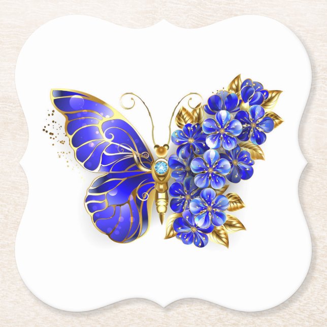 Posavasos De Papel Flor Sapphire Mariposa (Anverso)
