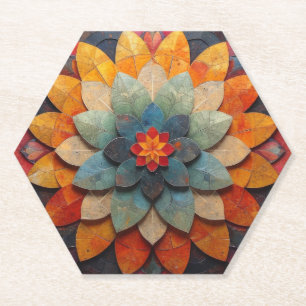Posavasos De Papel Flor texturizada de arte de Mandala