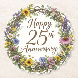 Posavasos De Papel Floral 25 Aniversario