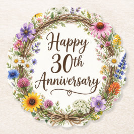 Posavasos De Papel Floral 30 Aniversario