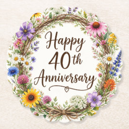 Posavasos De Papel Floral 40 Aniversario