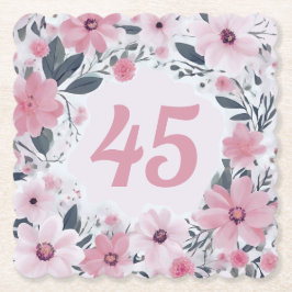 Posavasos De Papel Floral 45ª fiesta de cumpleaños Flores rosadas pas