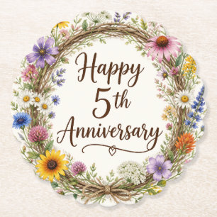 Posavasos De Papel Floral 5º Aniversario