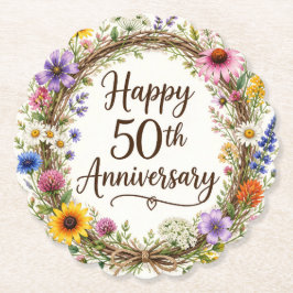 Posavasos De Papel Floral 50 Aniversario