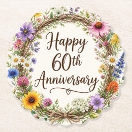 Posavasos De Papel Floral 60º Aniversario