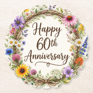 Posavasos De Papel Floral 60º Aniversario