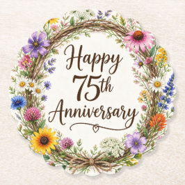 Posavasos De Papel Floral 75º Aniversario